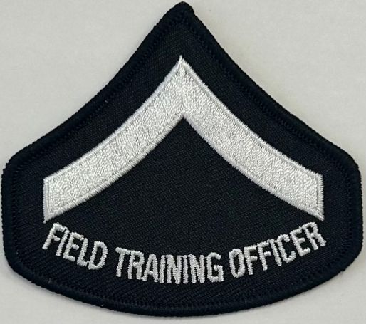 FIELD TRAINING OFFICER (FTO) WHITE on BLACK CHEVRON - SOLD in PAIRS.